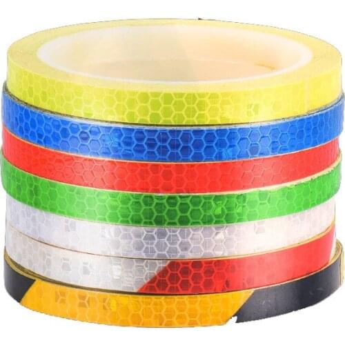 1cmx8m Bike Reflective Stickers Cycling Fluorescent Reflective Tape MTB Bicycle Adhesive Tape Safety Decor Sticker Accessories