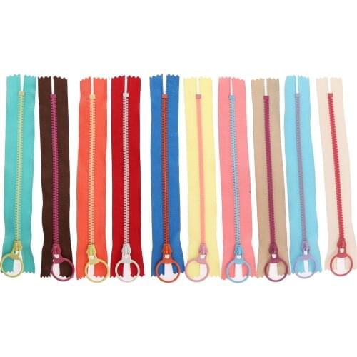 10Pcs 15/20/30/40cm 3# Resin Zippers Metal Ring Puller Zipper Bag Garment Sewing Crafts DIY Handmade Accessory