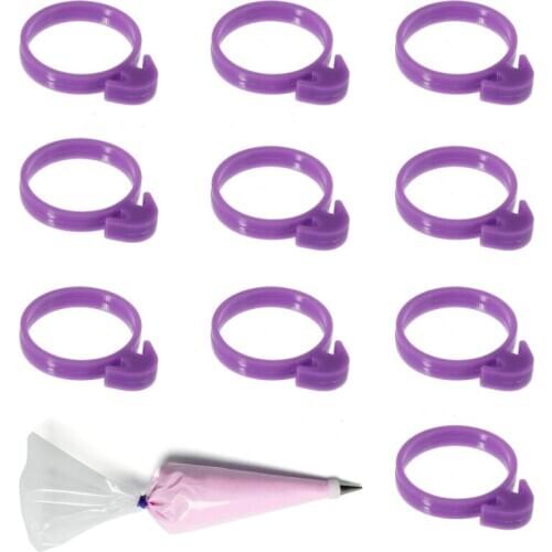 10 pieces Silicone Icing Bag Ties Fixed Rings DIY Reusable Piping Decorating Bag Rubber Band Lashing No Leaks Pastry Tool