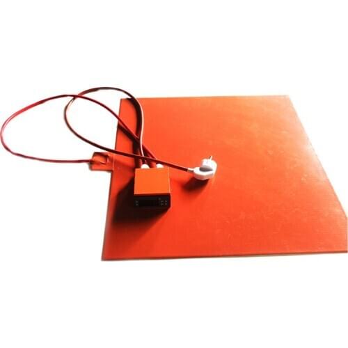 110V 2500W 600*600*1.5mm Silicone Heat Bed for 3d printer digital thermostat on wire 2000mm lead wire
