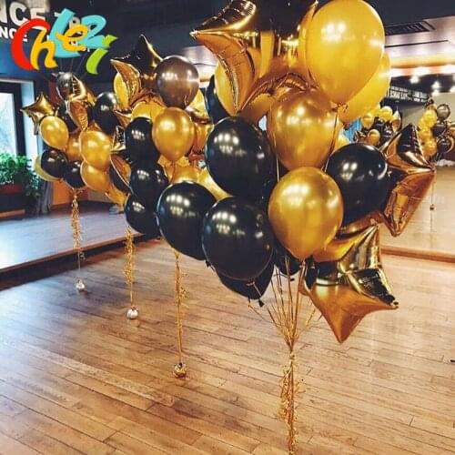 13pcs 12 inch Gold black Latex Helium Balloons 18 inch star Foil balloon Wedding Birthday Party decoration supplies balloon
