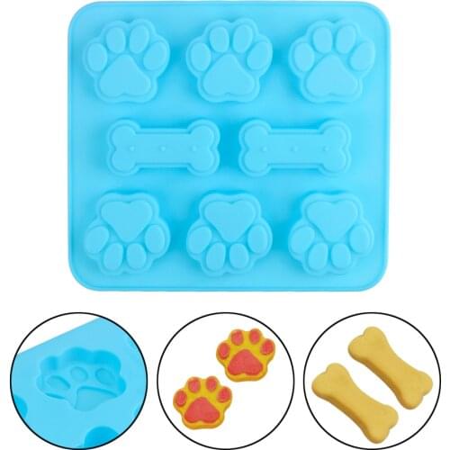 2 in 1 Silicone Baking Mold DIY Chocolate Mould Pet Cat Dog Paws Cute Creative Dog Bone Dog Footprint Cake Mold
