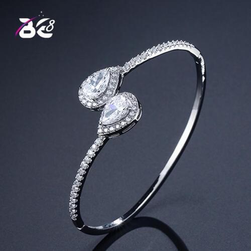Be 8 Luxury AAA Cubic Zircon Pave Cuff Water Drop Shape Bangles&Bracelets Baguette for Women Bangle Gifts Nigeria bijoux B103