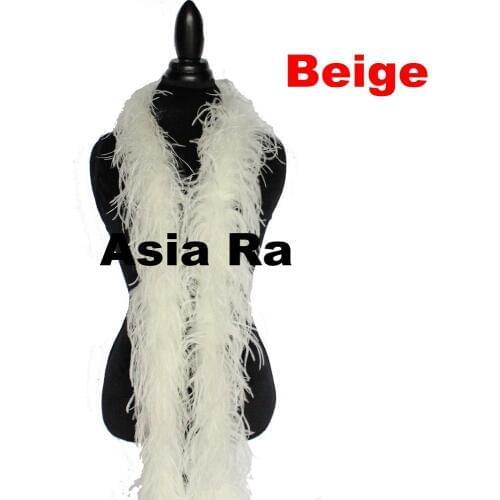 Free shipping 10Meters/lot 2ply Exporting Good Quality Dyed Beige Ostrich Feather Boas fringes strips for wedding decor