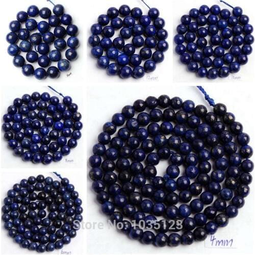 High Quality Round Natural Lapis Lazuli Stone Bracelet Necklace Jewelry Loose Beads 15 Inch 2/3/4/6/8/10/12/14/16/18/20mm wj72