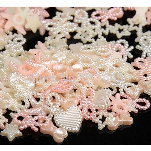 Handmade 140pcs Mixed 7 style Half Pearls,Flatback Pearls,Mix Sizes 10mm-18mm ABS Imitation Pearl Beads For DIY Decoration