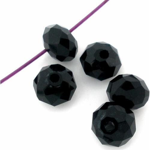 DoreenBeads Glass Loose Beads Flat Round Black Faceted About 4mm( 1/8") Dia, Hole: Approx 0.8mm, 40 Pieces Hot new