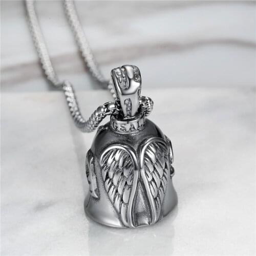 European and American Titanium Steel Angel Wings Feather Wings Knight Bell USA Letter Pendant