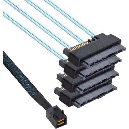 Jimier Mini SAS SFF-8643 36Pin Host Internal to 4 SAS 29Pin SFF-8482 Target Disk 6Gbps Data Server Raid Cable