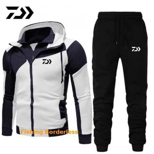 New Autumn Mens Sport DAIWA Fishing Clothing Sets Men Fishing Jackets+Pants Two Pieces Sets Male Warm Sportswear Sweat Suit