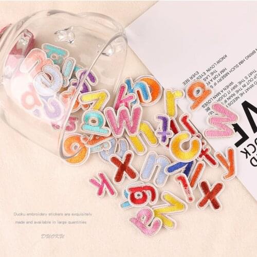 Colorful Small Embroidered Letters Iron On Patch Applique Alphabet Patches For Kid Clothing Bags Sewing Name Badge Patches