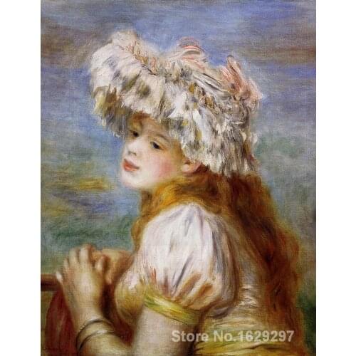 Buy canvas paintings Pierre Auguste Renoir reproduction Girl in a Lace Hat hand painted High quality