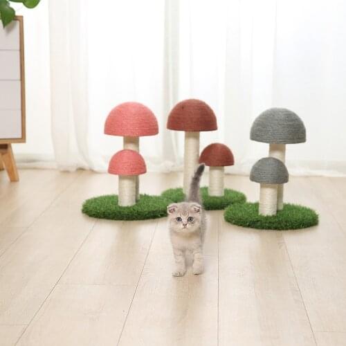 HYSENSS Catural Linen Cat Climbing Frame Pet Cat Toys Mushroom Shape Cats Scratching Post Sisal Rope Cat Tree Kitten Scratcher