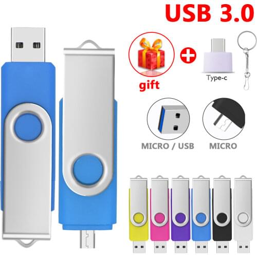 Metal OTG 3 IN 1 Type-C usb 3.0 pen drive 64GB flash usb memory 256GB 512GB pendrive 3.0 usb flash drive 128GB OTG cle usb stick