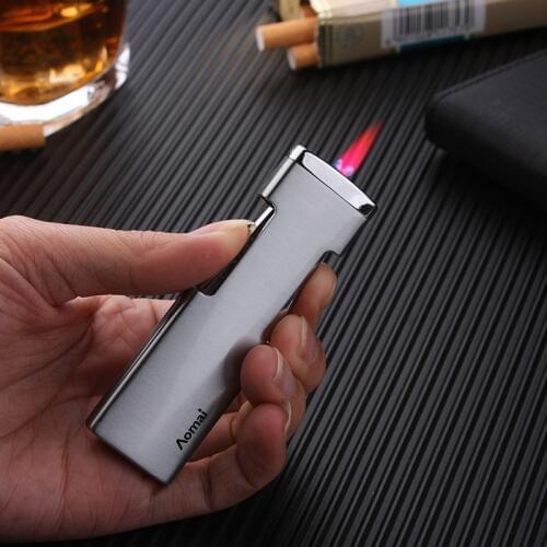 Metal Torch Turbo Lighter Cigar Cigarettes Jet Gas Butane Lighters 1300C Windproof Lighter Side Ignition Ultra Thin Gasoline