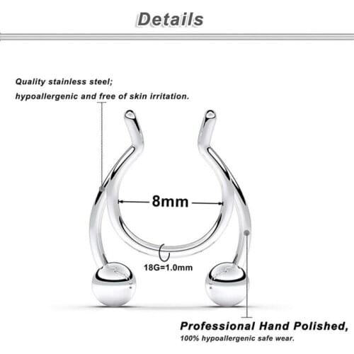 Trendy Women Fake Septum Colorful Gifts Stainless Steel Non Piercing Jewelry Nose Ring