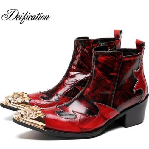 Deification Western Style Pointed Toe Mens Leather Boots Height Increasing Motorcycle Cowboy Boots Mens Tactical Boots Military