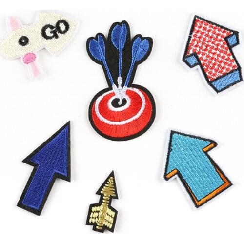 Direction Arrow Embroidery Patches Iron on Cartoon 3D Road Signs Badges Thermo Stickers for Clothes Holes Patch Target Appliques