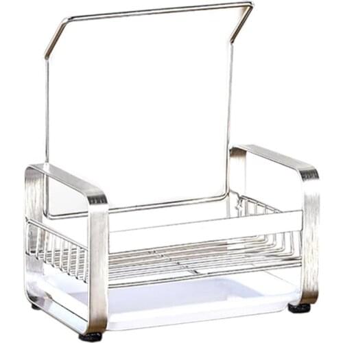 Stainles Steel Soap Rack Wall Mounted Soap Holder Bathroom Kitchen Sink Caddy Cleaning Brush Soap Organizer Rack with Drain Tray