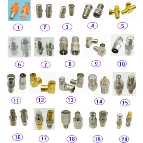 Adapter Connector FME F TV to RJ45 / F TV / FME / IEC / MCX / SMA / RCA TV / RP-SMA RPSMA Male Plug & Female Jack RF Coaxial
