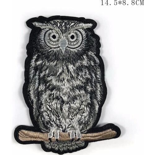 PGY Wholesale Punk Animal for Clothing Iron On Patches Black Owl Embroidery Patches DIY Custom Appliques Coat Bag Parches
