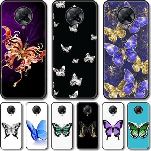 Lovely butterfly Phone Case For xiaomi M2 C3 X3 F2 Lite NFC 6 5 x Poco k30 Pro Anime Black Cover Silicone Back Pretty tpu