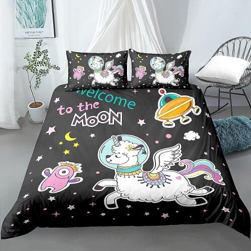 Cartoon Animal Bedding Kids Boys Girls Bed Set 2/3 Pcs Panda Duvet Cover Set White Black Star Panda Quilt Cover Comforter Cover