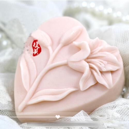 Silicone Molds Silicone Soap Mold DIY Handmade Soap Moulds Heart Shape Soaps Making Mould Aroma Stone Przy Lily Flower 001