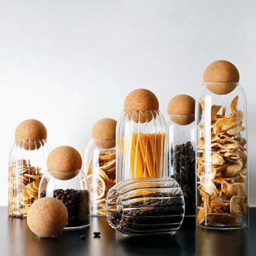 Open Ball cork lead-free glass jar with lid bottle storage tank sealed tea cans cereals transparent storage jars coffee contains