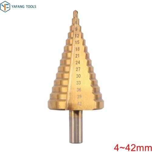 4~42mm HSS Titanium Coated Step Drill Bit Round Shank Hole Cutter Straight Flute Core Drill Bit Power Tools