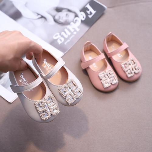 Girls Shoes Pu Leather Princess Shoes For Kids Toddlers Mary Janes Little Girls Single Shoes Rhinestone Dress Shoes 1-5 years