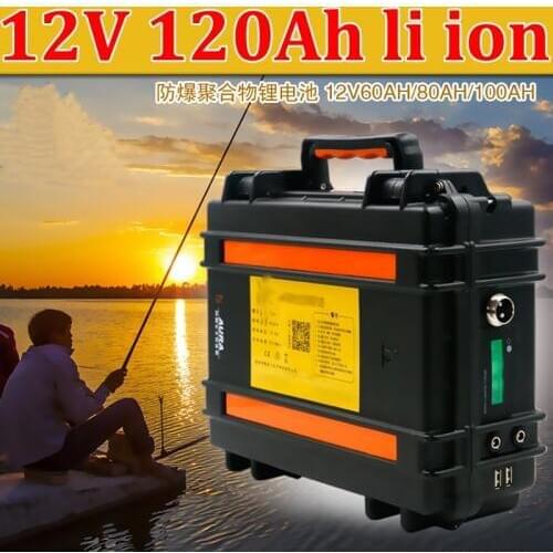 Waterproof 12V 120Ah lithium ion battery bateria 12v li ion for 1200w solar energy camper van Inverter Led light +10A Charegr