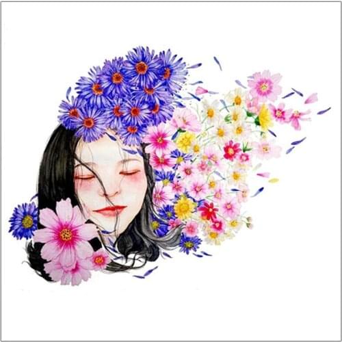 Needlework Diamond Embroidery Flower Girl Full Square Drill Craft Kit DIY 5D Diamond Painting Portrait Rhinestone Kit Home Decor