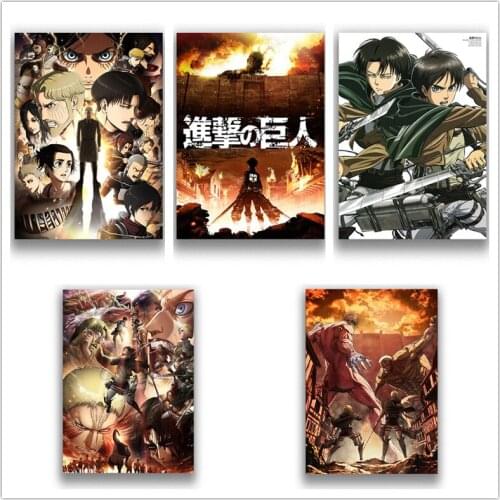 Japanese Anime Attack On Titan Poster Clear Image Wall Stickers Home Decoration Good Quality Prints White Coated Paper