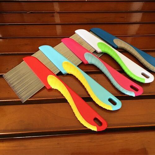 1Pcs Cat Comb Hair Deshedding Grooming Pet DenseTooth Long Needle Removal Brush Tool Dogs Grooming Massage Handle Silicone Comb