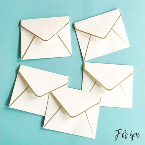100pcs Cute Mini Envelope White Student Stationery Written Greeting Birthday Gift Wedding Invitation Bronzing Envelope Wholesale