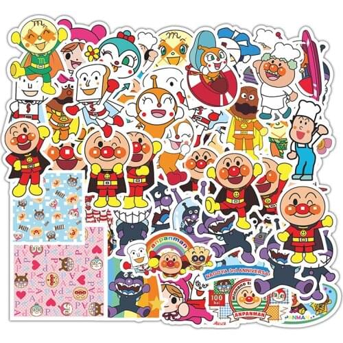 57Pcs Anpanman No Repeating Cartoon Sticker Waterproof Suitcase Bike Motorcycle Helmet Car Styling Accessories Stickers