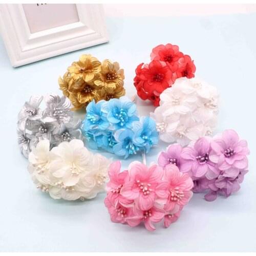 6cm Artificial camellia flower Bouquet, Multicolor silk poppy rose flowers for wedding Scrapbooking decoration,6pcs/lot