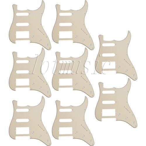 8Pcs SSH Guitar Pickguard 3-ply 11 Hole Beige PVC For Electric Strat Replacement