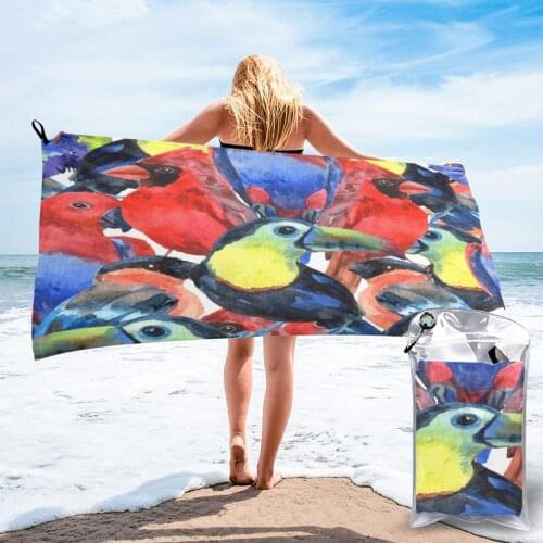 Bath Towel Tropical Birds Parrots Quick Dry Large Towel Thin Absorbent Soft Towel for Home Travel Camping Swimming Beach Sport
