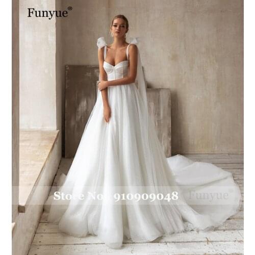 Sparkle Beading A-Line Wedding Dress 2020 Sexy Spaghetti Straps Sweetheart Lace up Court Train Bridal Gown Vestido De Casamento