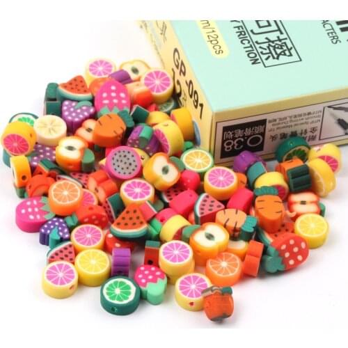 50/100pcs 10mm Mixed Colors Fruit Shape Clay Spacer Beads Polymer Clay Beads For Jewelry Making DIY Handmade Accessories