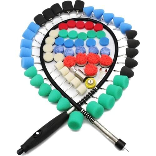 Detailed Bright Strip Polishing Soft Shaft Car Beauty Small Area Fine Polishing Machine Wheel Polishing Pad Sponge Wheel Set