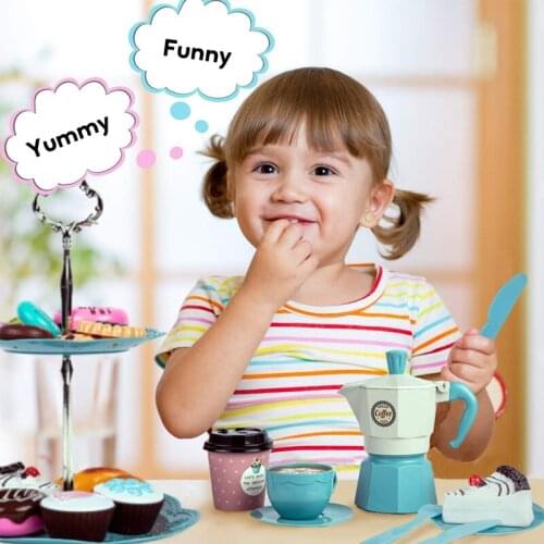 Kids Tea Party Play Set Wooden Pretend Play Coffee Tea Set Toys Tableware Dessert Playset Afternoon Tea Role Play Toys