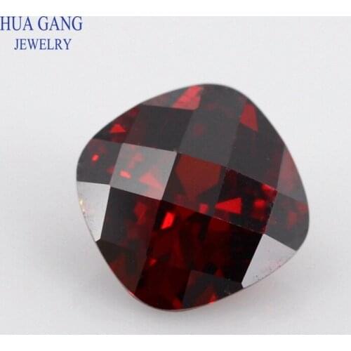 Fat Square CheckerBoard Garnet Color 3x3~15x15mm Cushion Cut Loose CZ Stone Beads 5A Synthetic Gems Cubic Zirconia For Jewelry