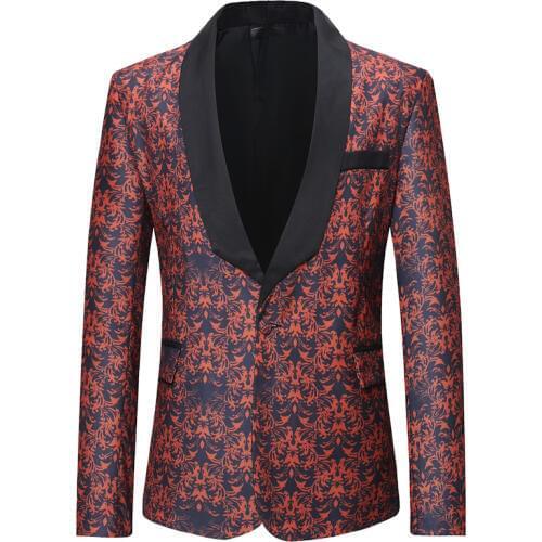Brand Design Men Casual Blazer Slim Fit Wedding Prom Suit Blazer Men Floral Print Stage Wear Blazers Jacket Veste Costume Homme