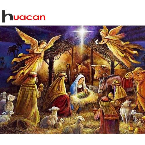 Huacan Full Diamond Embroidery Angel 5D Diamond Painting Rhinestones Religion Mosaic Cross Stitch Gift Decoration For Home