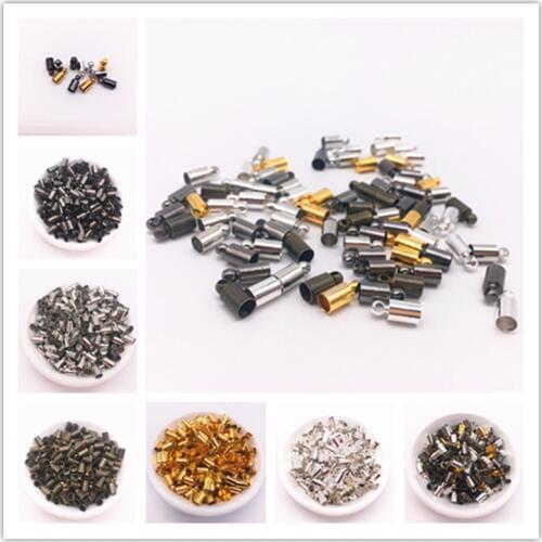 100pcs 4x9mm Round Leather Cord End Cap Clasp for Choose Jewelry Findings Accessories Set Necklace Bracelet Connector