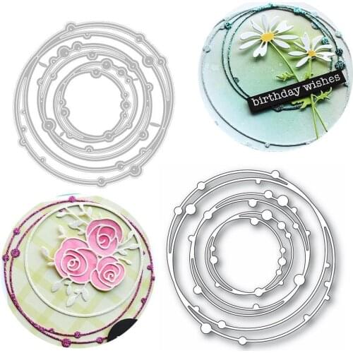 Metal Cutting Dies 3D Spotty Line Circle Nesting Frame DIY Scrapbooking Album Decorative Embossing Craft Line Circle Dies Cut