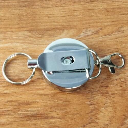 1pc Metal Retractable Key Ring Wire Rope Elastic Keychain Anti Lost Badge Reels for Ski Pass ID Card Office Accessories